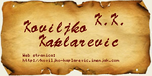 Koviljko Kaplarević vizit kartica